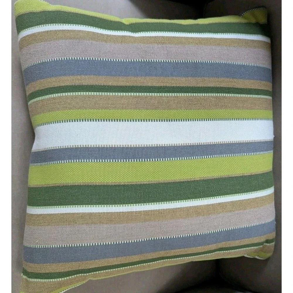 Indoor/Outdoor Sunbrella Fabric Pillow CAROUSEL LIMELITE Stripe 16x16